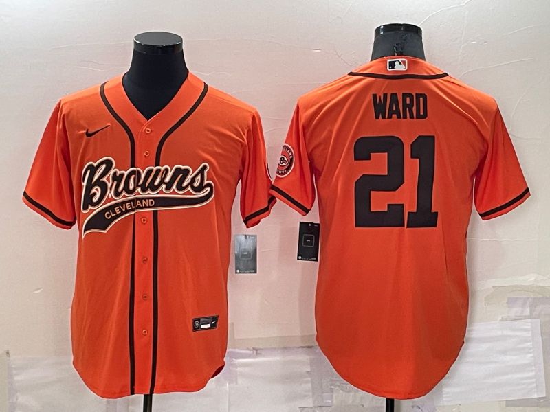 Men Cleveland Browns #21 Ward Orange Nike Co branded Jersey